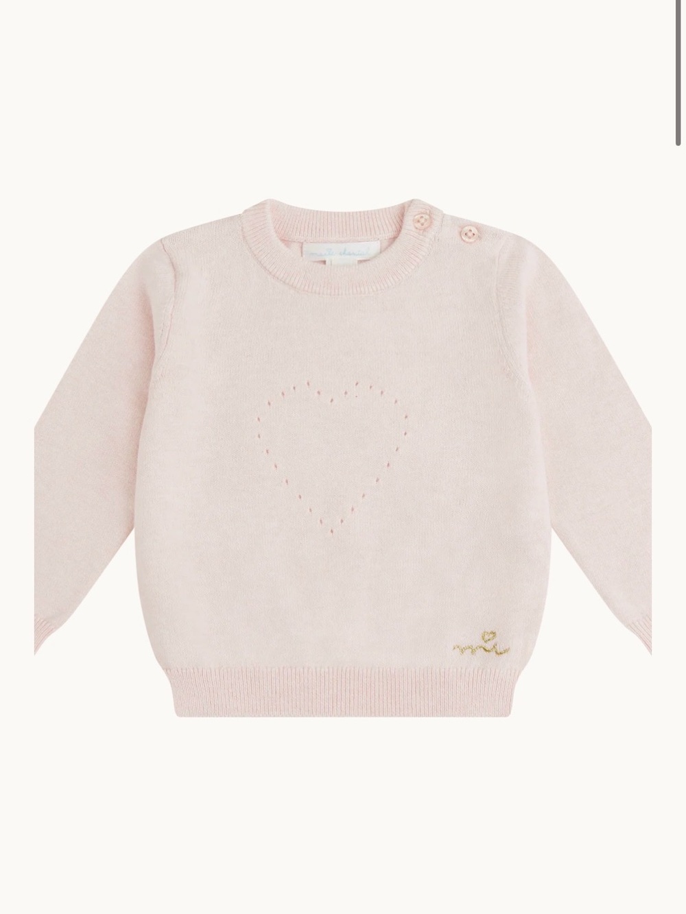 Marie Chantal Pointelle Heart Sweater- Pink